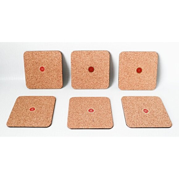 6 Vintage Pimpernel Poinsettia Christmas Coasters w/ box Barware Cork Backing - Picture 3 of 5